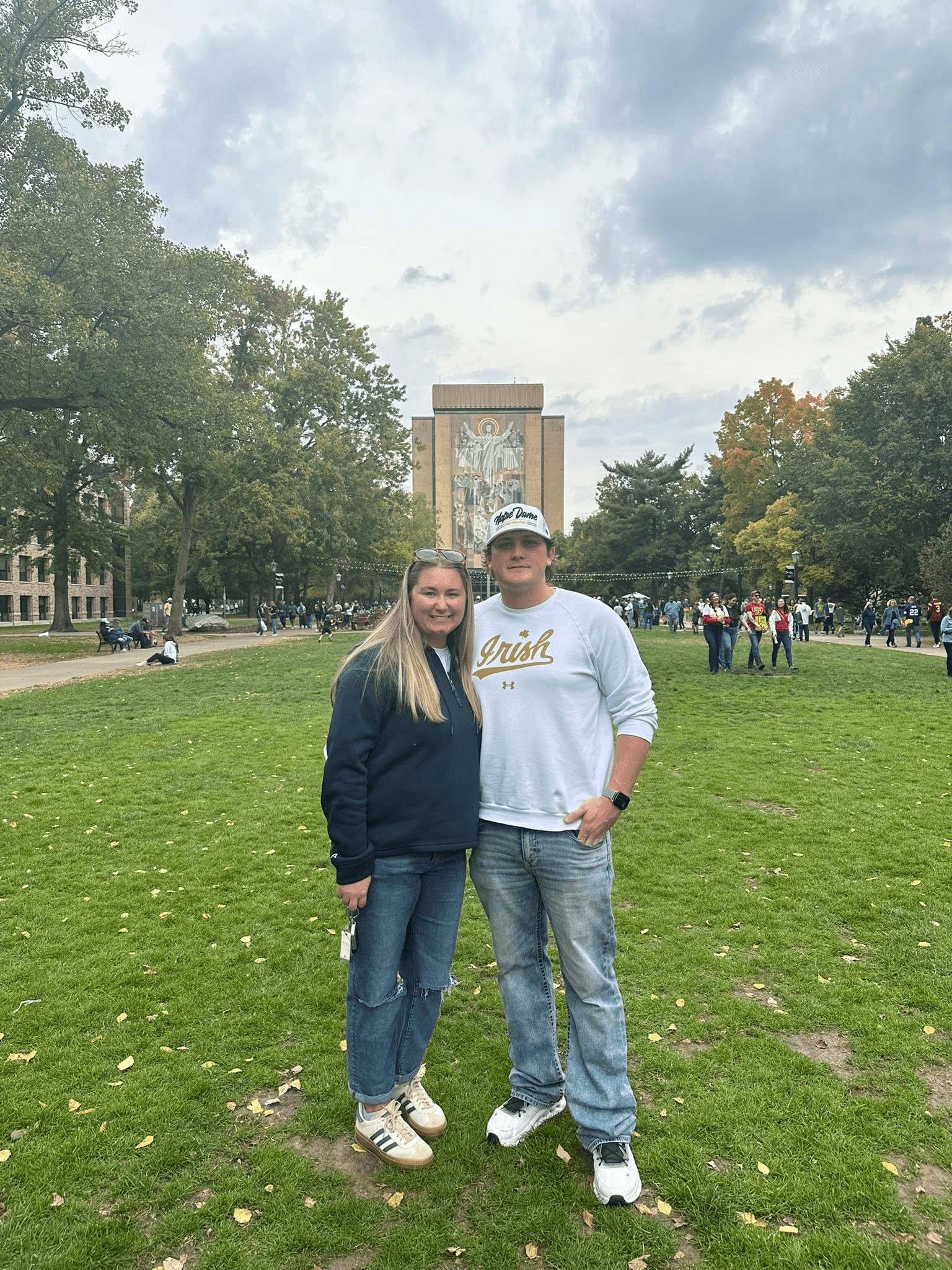 cSigma’s founder with a companion outdoors at Notre Dame